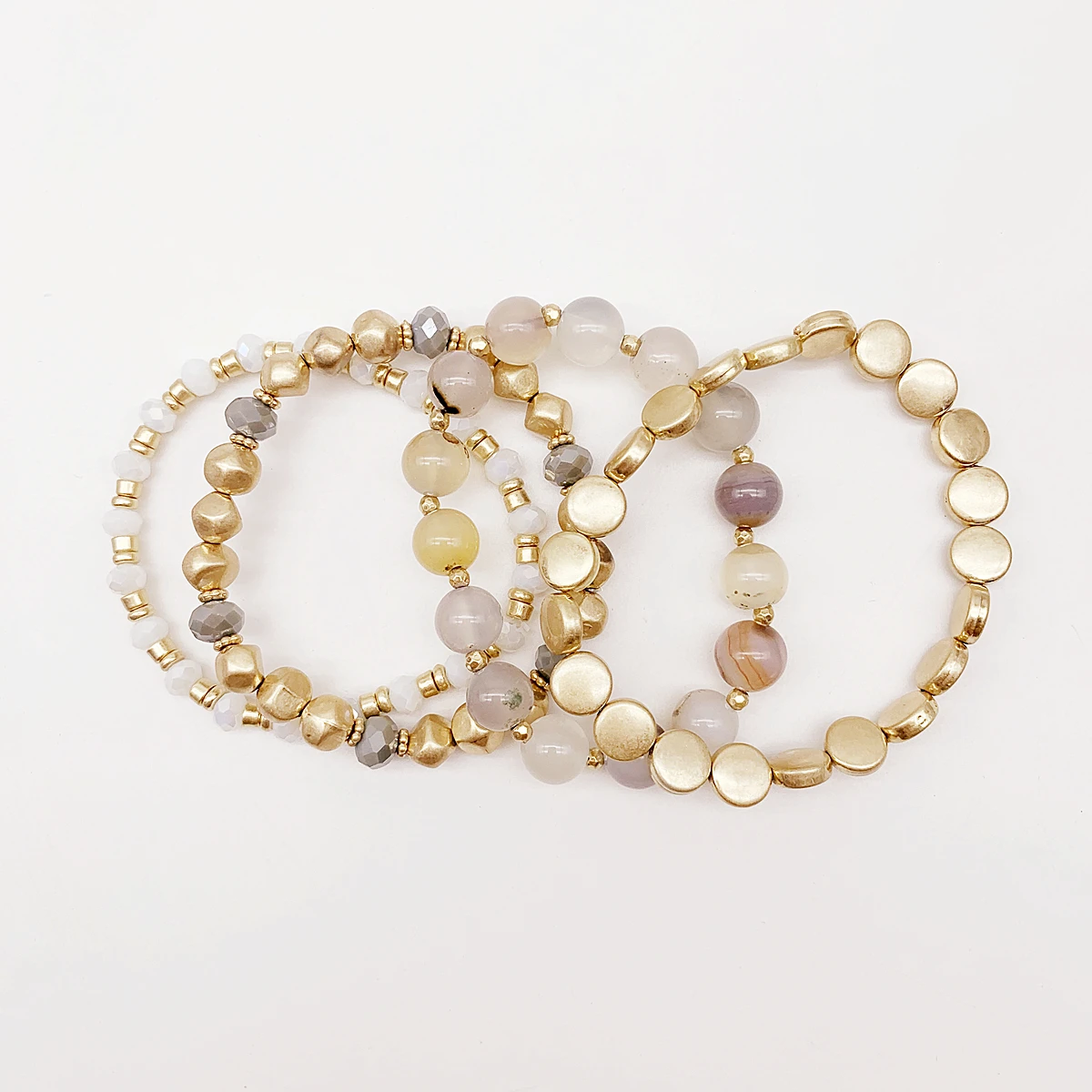 New Fashion Gold Beads and Acrylic and Glass Beads Mixed Elastic Bracelet Pack for Women and Girls
New Fashion Gold Beads and Acrylic and Glass Beads Mixed Elastic Bracelet Pack for Women and Girls