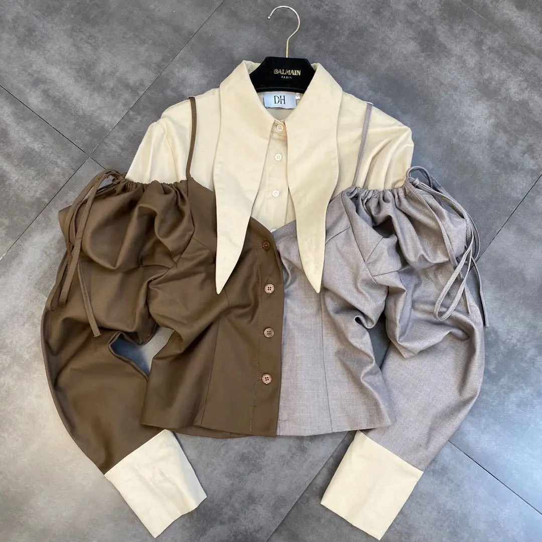 New Fashion Fall Unique Vintage Casual Patchwork Matching Puff Sleeve Korean Fashion Shirt Tops Fashionable Women'S Blouses
New Fashion Fall Unique Vintage Casual Patchwork Matching Puff Sleeve Korean Fashion Shirt Tops Fashionable Women'S Blouses