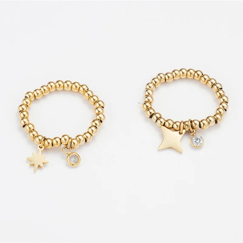 Korean Style Stainless Steel Gold Plated Bead Chain Ring New Design With Pendant Crystal And Star
Korean Style Stainless Steel Gold Plated Bead Chain Ring New Design With Pendant Crystal And Star