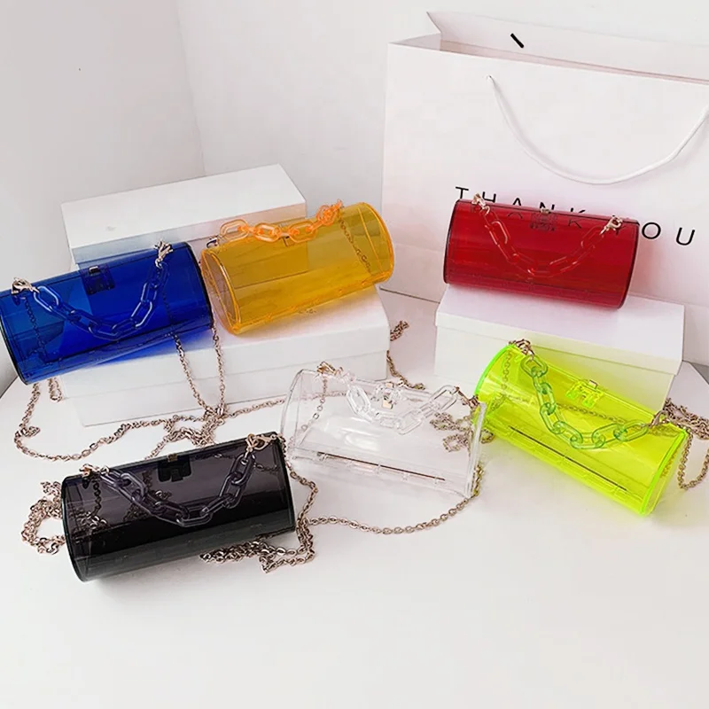 Unique Vintage Clear Chain Clutch Acrylic Crossbody Shoulder Bag Woman Cylinder Shape Bags
Unique Vintage Clear Chain Clutch Acrylic Crossbody Shoulder Bag Woman Cylinder Shape Bags