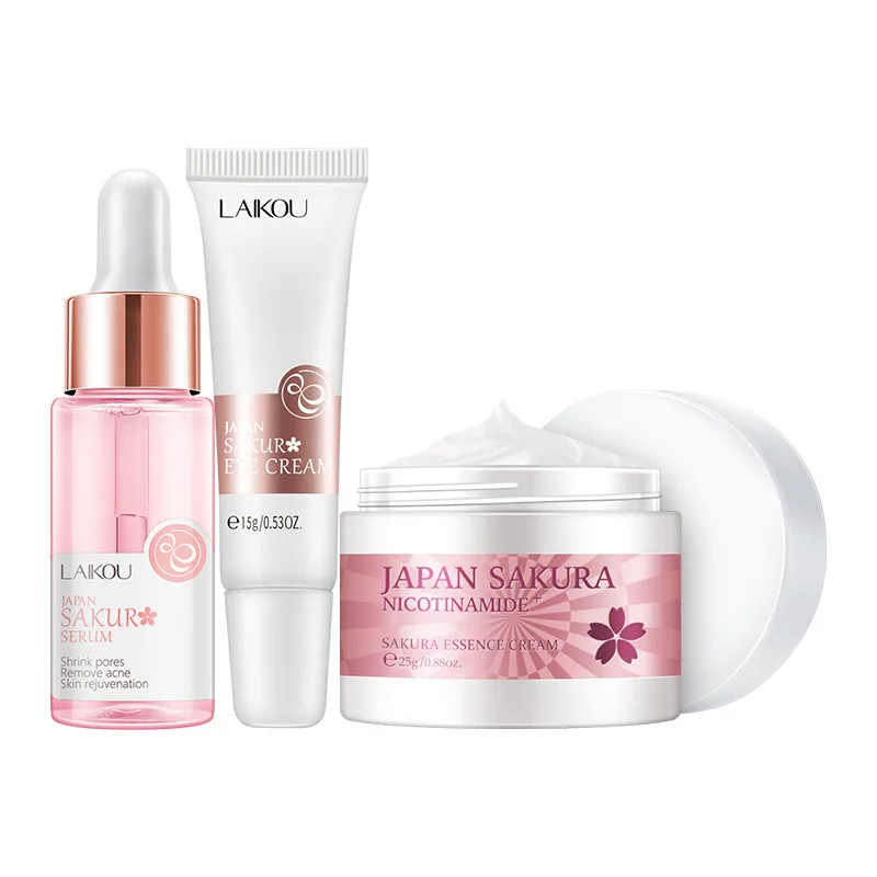LAIKOU ODM/OEM mositurzing hydratin Whitening Nicotinamide Sakura face cream facial serum eye cream Kit
LAIKOU ODM/OEM mositurzing hydratin Whitening Nicotinamide Sakura face cream facial serum eye cream Kit