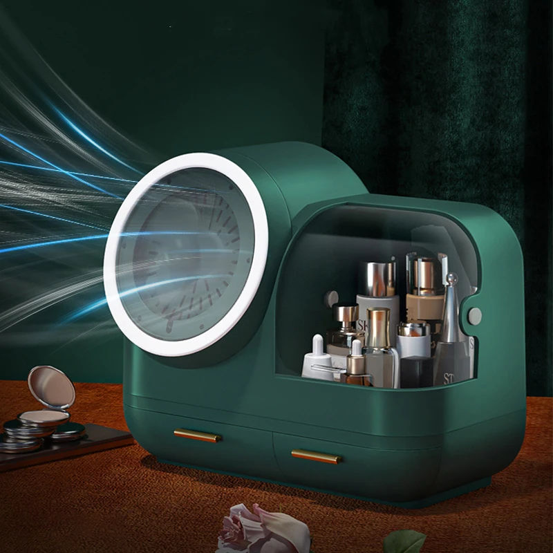 High quality makeup storage box set women makeup organizer storage box with led light mirror and fan, Customizable colors
High quality makeup storage box set women makeup organizer storage box with led light mirror and fan, Customizable colors