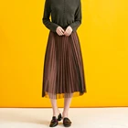 Both sides wear gauze pleated skirt autumn winter women high waist long skirt the latest design skirt ladies dress
