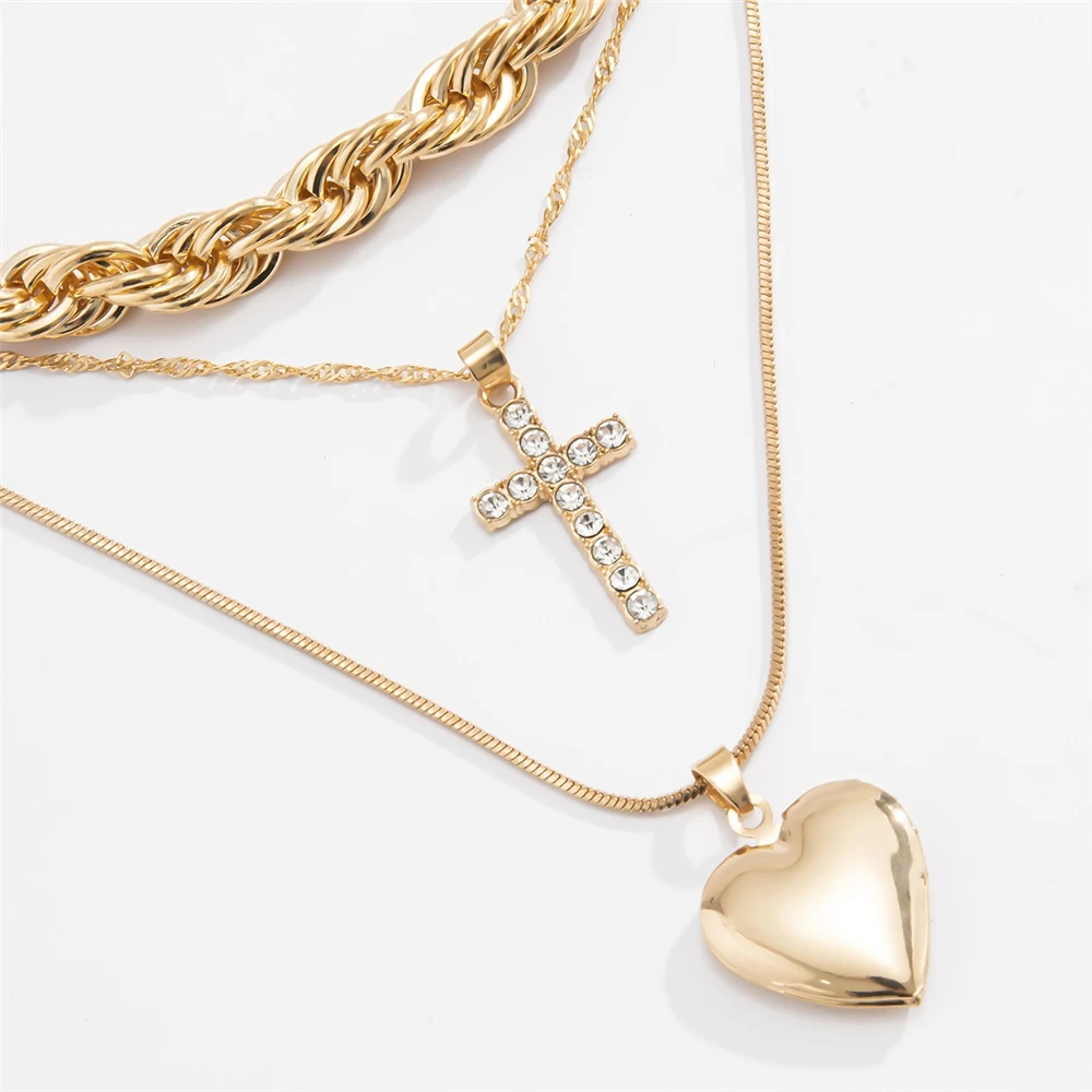 all Diamond Cross simple twisted chain multi-layer heart-shaped Necklace heart locket necklace
all Diamond Cross simple twisted chain multi-layer heart-shaped Necklace heart locket necklace