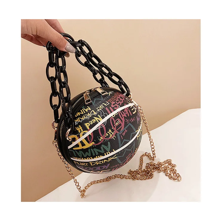 Acrylic Chain Basketball Shape Small Round Bag Fashion Painted Graffiti Women Handbags Designer Prints Crossbody Bags and Purses
Acrylic Chain Basketball Shape Small Round Bag Fashion Painted Graffiti Women Handbags Designer Prints Crossbody Bags and Purses
