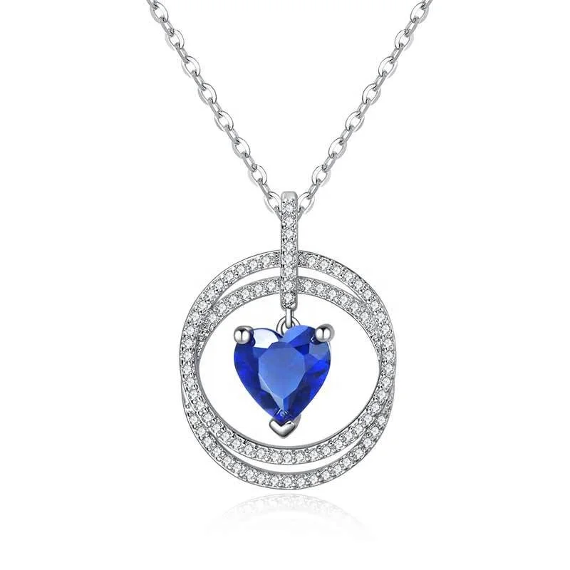 Blue Heart Crystal Pendant Necklace Silver Color Chain Jewelry High quality Luxury Double Round Zircon Woman Necklace
Blue Heart Crystal Pendant Necklace Silver Color Chain Jewelry High quality Luxury Double Round Zircon Woman Necklace