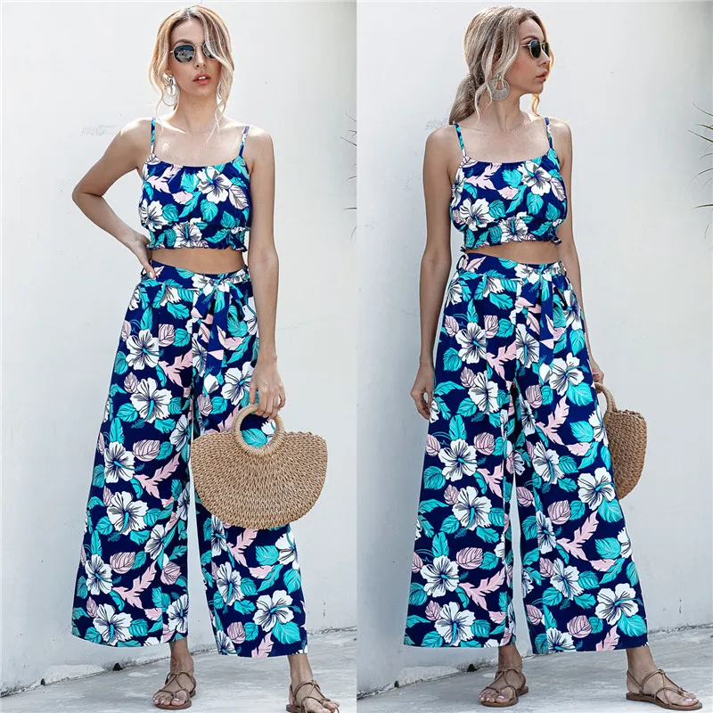 New Women Clothing Ladies Summer Floral Print Bohemian Style Tank Top And Pant Women Two Piece Sets
New Women Clothing Ladies Summer Floral Print Bohemian Style Tank Top And Pant Women Two Piece Sets