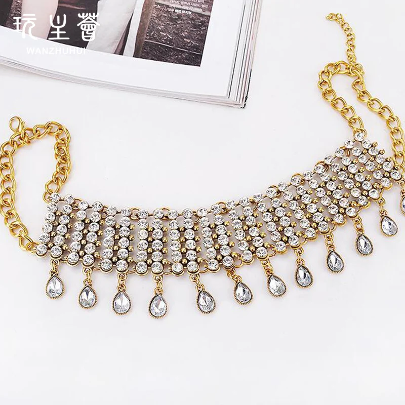 Fashion Charm American Gemstone Diamond Choker Sets Beaded Jewelry Necklace Drop Shape Pendant Women Gold Plated Alloy Zircon
Fashion Charm American Gemstone Diamond Choker Sets Beaded Jewelry Necklace Drop Shape Pendant Women Gold Plated Alloy Zircon