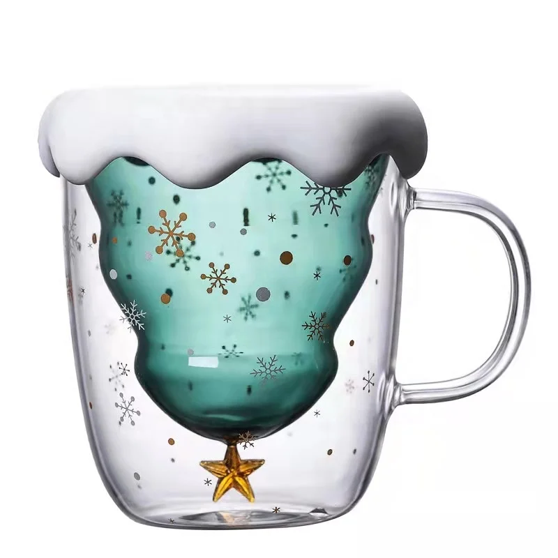 Christmas Green Color Heat Resistant High Borosilicate Double-Wall Glass Coffee Mug Cup with Snow Shape Silicone Lid
Christmas Green Color Heat Resistant High Borosilicate Double-Wall Glass Coffee Mug Cup with Snow Shape Silicone Lid