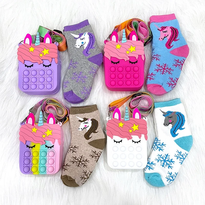 Christmas Gifts Bubble Fidget Toy Bags Cute Socks Kids Unicorn Coin Purses and Handbags Set Little Girls 2021
Christmas Gifts Bubble Fidget Toy Bags Cute Socks Kids Unicorn Coin Purses and Handbags Set Little Girls 2021