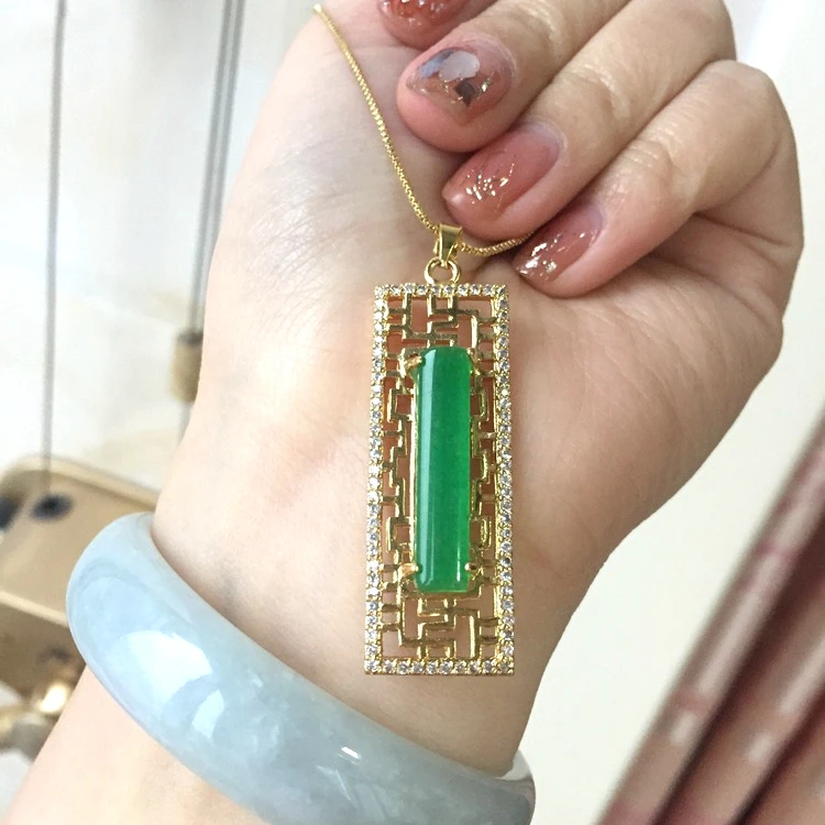 Jialin wholesale Chinese jade gold original natural real green jade necklace gold pendant
Jialin wholesale Chinese jade gold original natural real green jade necklace gold pendant