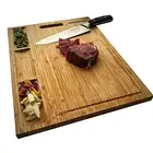 Bamboo Cutting Board for Kitchen Chopping Board with 3 Compartments and Juice Grooves Suited for Meat Vegetable Fruit