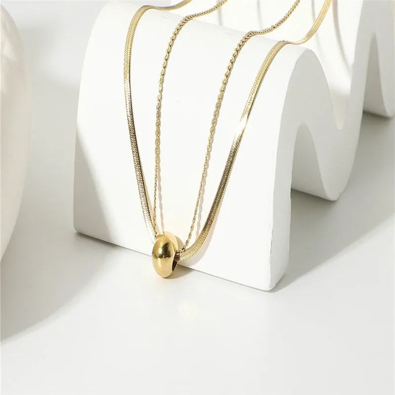 Gattara 14K Gold Stainless Steel Necklace Double Snake Chain Round Bead Pendant Necklace For Women, Gold,silver
Gattara 14K Gold Stainless Steel Necklace Double Snake Chain Round Bead Pendant Necklace For Women, Gold,silver