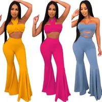 08AF333 high quality multi color 2020 flare pants and sexy bra halter trendy woman two piece set outfits
08AF333 high quality multi color 2020 flare pants and sexy bra halter trendy woman two piece set outfits