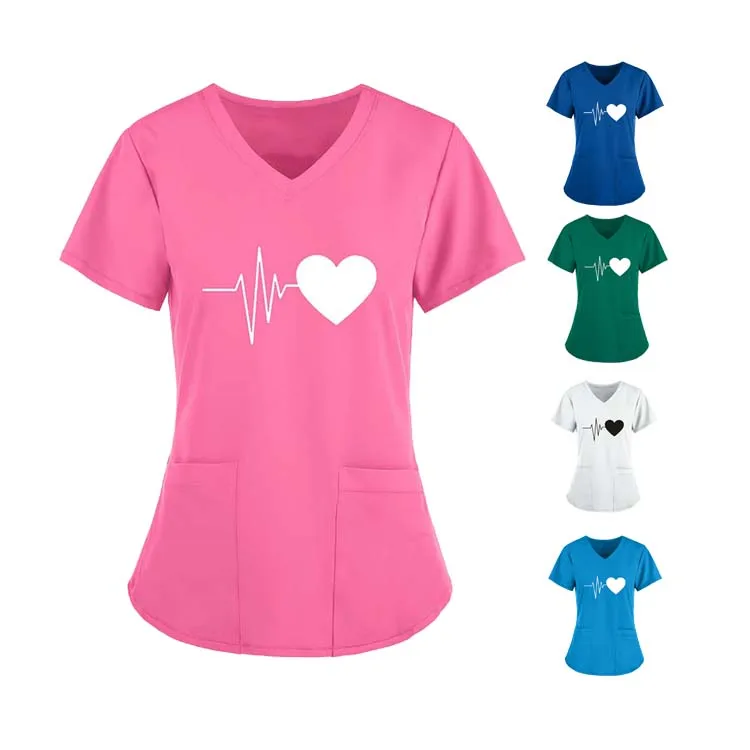 Best Selling Scrubs Tops with v-neck Fast Shipping within one day Heart Printed Custom Print white uniform scrub top for Women, Multi colors
Best Selling Scrubs Tops with v-neck Fast Shipping within one day Heart Printed Custom Print white uniform scrub top for Women, Multi colors
