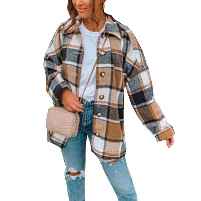 High Quality Streetwear Ladies Coat Casual Loose Oversize Women Plaid Shirt Jacket, Accept customized color
High Quality Streetwear Ladies Coat Casual Loose Oversize Women Plaid Shirt Jacket, Accept customized color