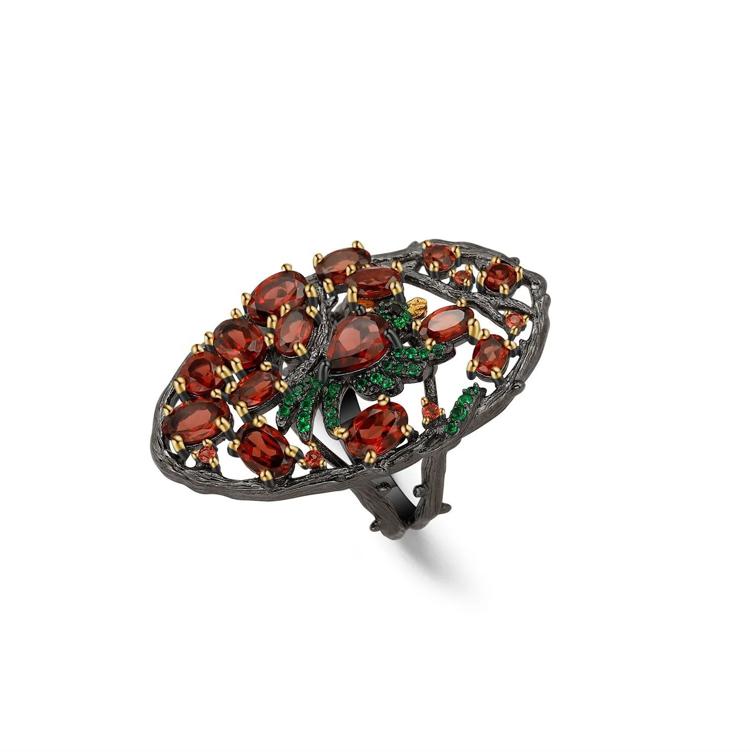 Luxury Jewelry 925 Sterling Silver Black Gold Plated Nano Red Garnet Emerald Ring
Luxury Jewelry 925 Sterling Silver Black Gold Plated Nano Red Garnet Emerald Ring