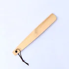 Beech wood smooth painting logo printed long handle shoe horn