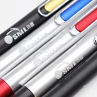 Metal pen holder colorful plastic pen with LEO light