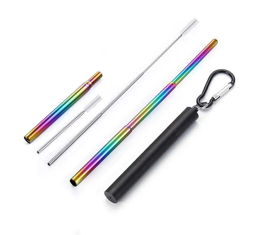 Outdoor 9 Inch Colored Straw Reusable Collapsible Straw Metal Telescopic Straw with Case, Black, gold, colorful color, silver
Outdoor 9 Inch Colored Straw Reusable Collapsible Straw Metal Telescopic Straw with Case, Black, gold, colorful color, silver