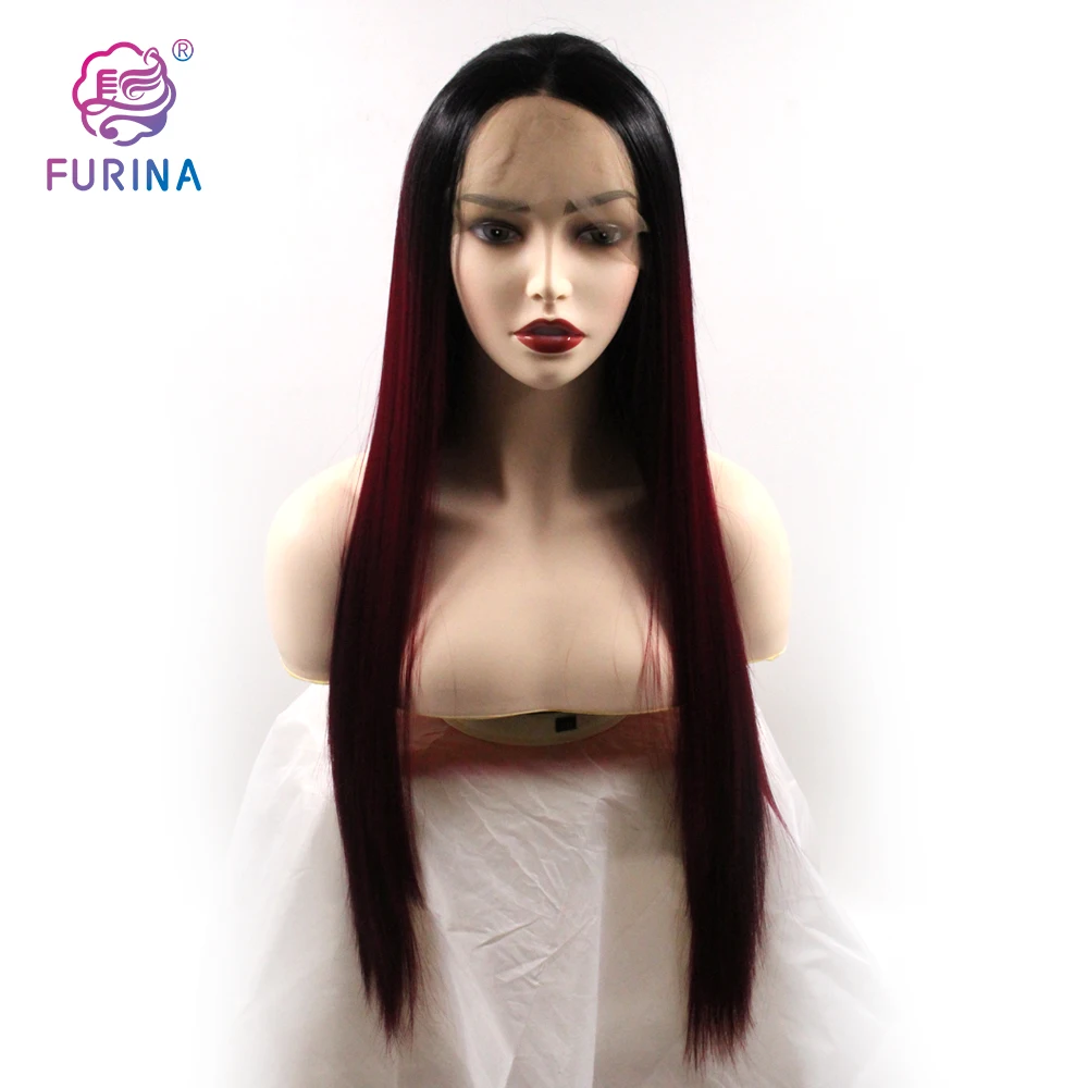 Middle part black women 26 inches long silky straight 99J# Ombre 13*4 synthetic lace front wigs
Middle part black women 26 inches long silky straight 99J# Ombre 13*4 synthetic lace front wigs