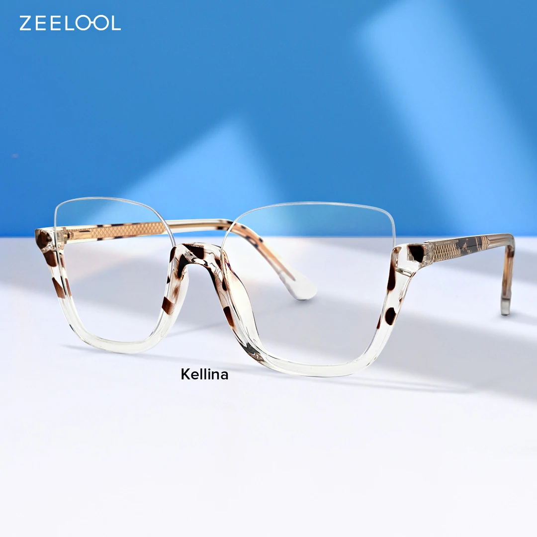 

Zeelool Vooglam Oversized TR90 Big Size eyeglasses frame tr90 Rectangle half Rim Eyewear for Couples Men Women