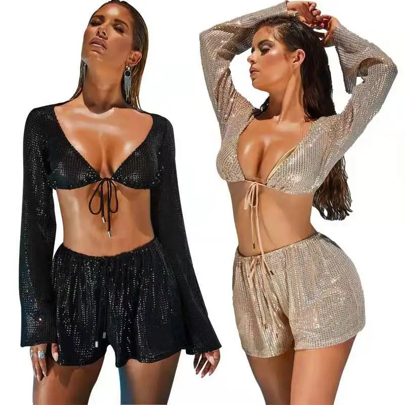 European and American bikini gold sequin sexy swimsuit ladies swimwear Swimsuit blouse
European and American bikini gold sequin sexy swimsuit ladies swimwear Swimsuit blouse