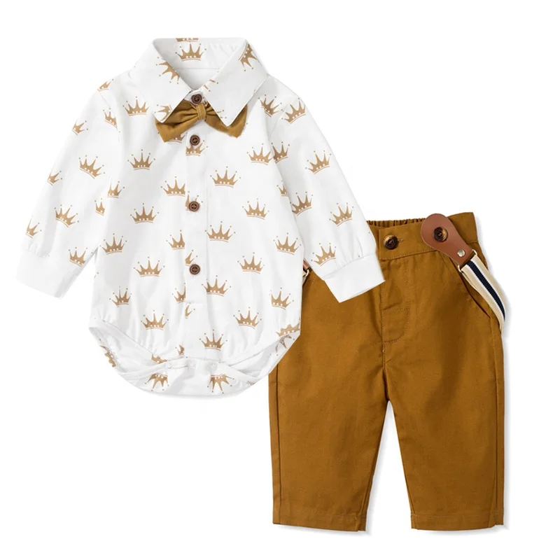 New Arrived Fashion Baby Clothes Printed Full Shirt with Strap Pants Newborn Suits Clothing for Infant Boy Outfit, White, brown
New Arrived Fashion Baby Clothes Printed Full Shirt with Strap Pants Newborn Suits Clothing for Infant Boy Outfit, White, brown