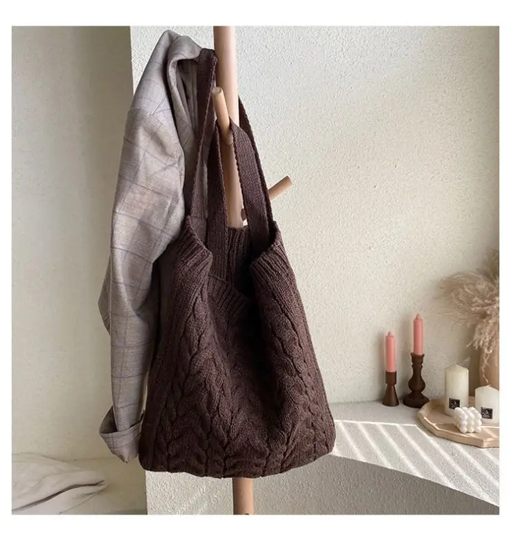 New Arrival Casual Fashion Ladies Winter Woolen Knitted Tote Bag Autumn Braid Crochet Handbags, Khaki,black,brown,coffee
New Arrival Casual Fashion Ladies Winter Woolen Knitted Tote Bag Autumn Braid Crochet Handbags, Khaki,black,brown,coffee