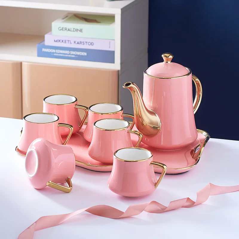 hot selling ins Nordic Simple Ceramic Kettle Set Household Water Cup Set Cool Kettle Cup with Tray One Pot and Six Cups, Green,blue,black,pink
hot selling ins Nordic Simple Ceramic Kettle Set Household Water Cup Set Cool Kettle Cup with Tray One Pot and Six Cups, Green,blue,black,pink