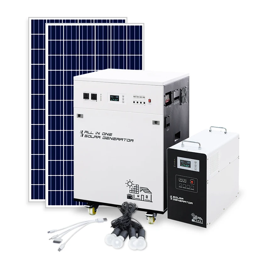 Solar power system all in one cabinet portable solar generator with AGM battery 1000w 2000w 3000w 5kw 6kw