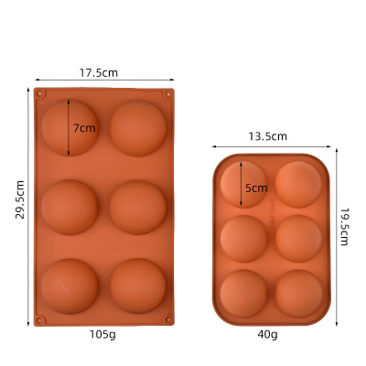 Nonstick Half Sphere Cake Baking Molds 6 Cavities Semi Sphere Silicone Mold Food Grade Silicone Cake Mold for baking
Nonstick Half Sphere Cake Baking Molds 6 Cavities Semi Sphere Silicone Mold Food Grade Silicone Cake Mold for baking