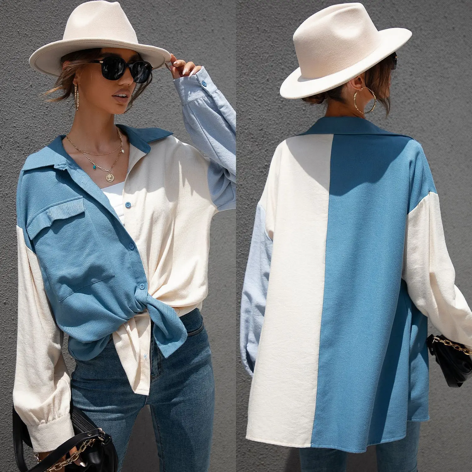 2022 French Style blue white solid long sleeve shirts women button casual Long Sleeve Shirt
2022 French Style blue white solid long sleeve shirts women button casual Long Sleeve Shirt