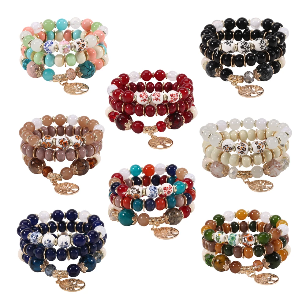 New Charm Bracelet Handmade Elastic Bead Bracelets for Women DIY Style 3 pieces per set Fashion Boho Jewelry, 8 colors
New Charm Bracelet Handmade Elastic Bead Bracelets for Women DIY Style 3 pieces per set Fashion Boho Jewelry, 8 colors