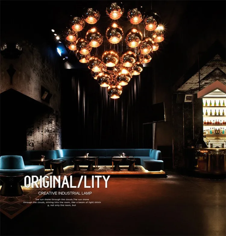 Nordic Modern Creative Round Glass Pendant Lights Individual Space Ball Chandelier Lamp Plating glass Hanging Lamp
