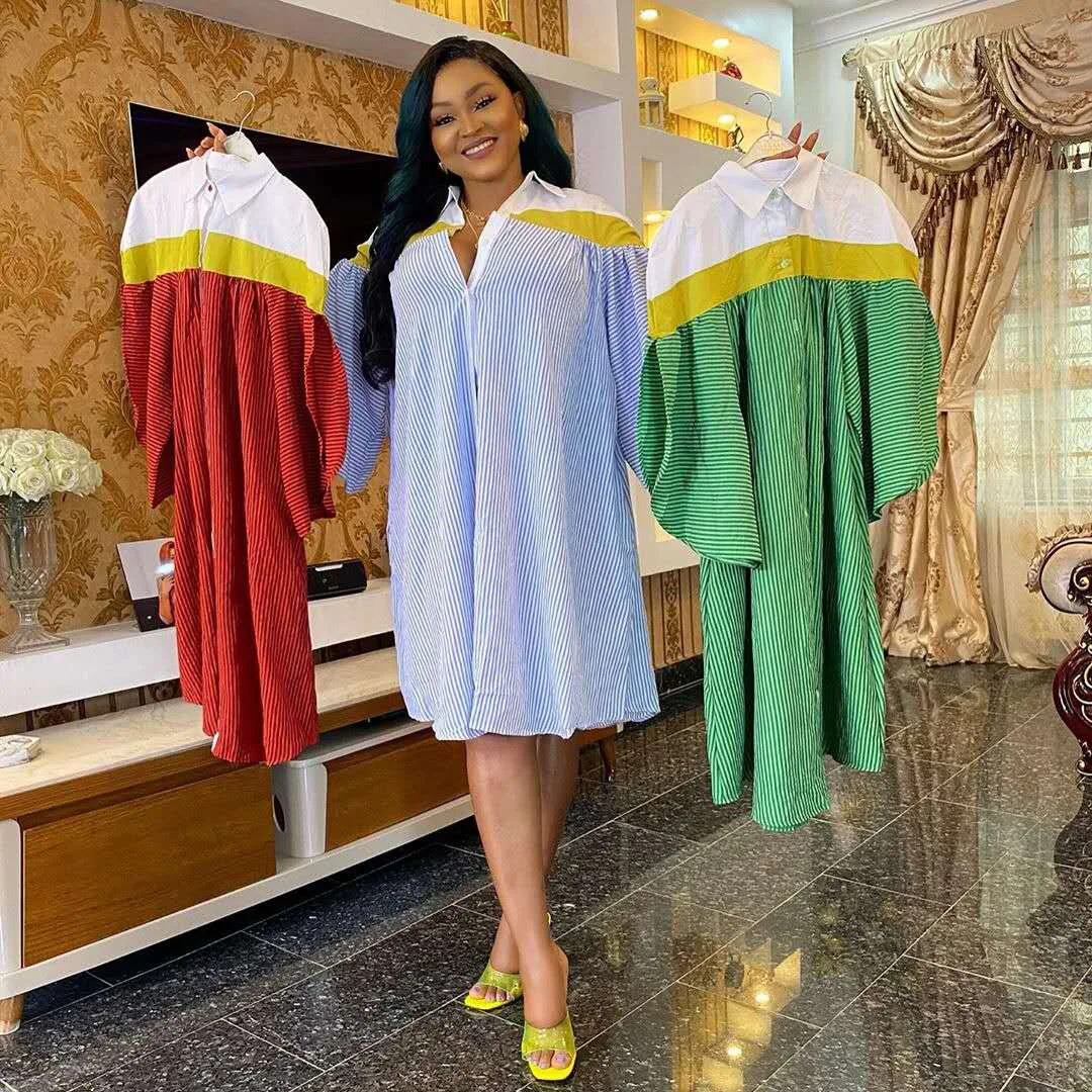 Hot Popular Casual Simple Women T Shirt Dress Loose Striped Spliced Long Sleeve Dresses, As showed
Hot Popular Casual Simple Women T Shirt Dress Loose Striped Spliced Long Sleeve Dresses, As showed
