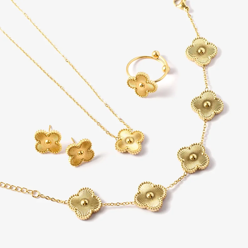 Pasirley Hot-Salefour Leaf Flower Jewelry Set Vacuum Gold Plating Personality Stainless Steel Necklace For Women
Pasirley Hot-Salefour Leaf Flower Jewelry Set Vacuum Gold Plating Personality Stainless Steel Necklace For Women