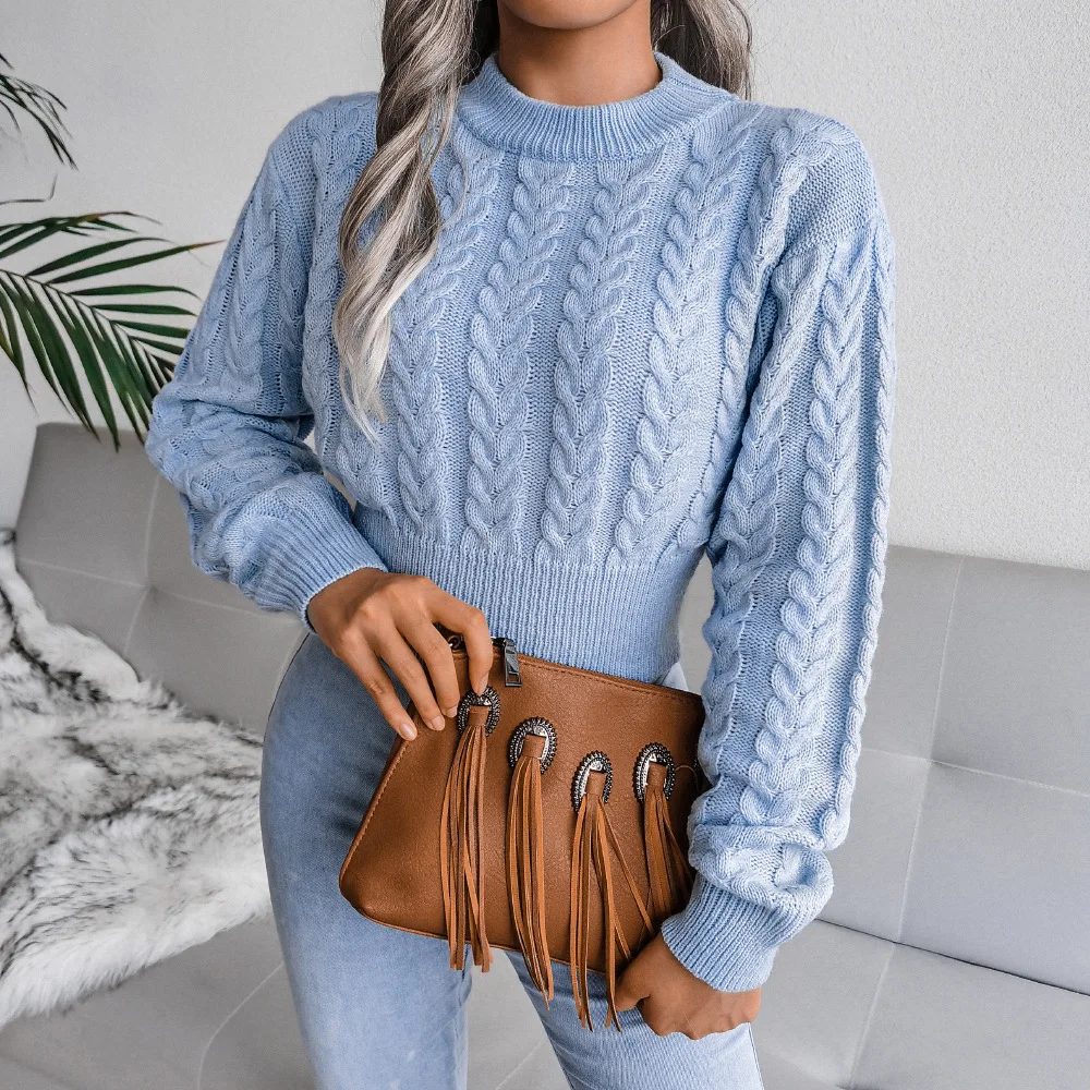 Short Pullover Jumper Women 2022 Autumn And Winter New Round Neck Solid Colour Knitted Sweater
Short Pullover Jumper Women 2022 Autumn And Winter New Round Neck Solid Colour Knitted Sweater
