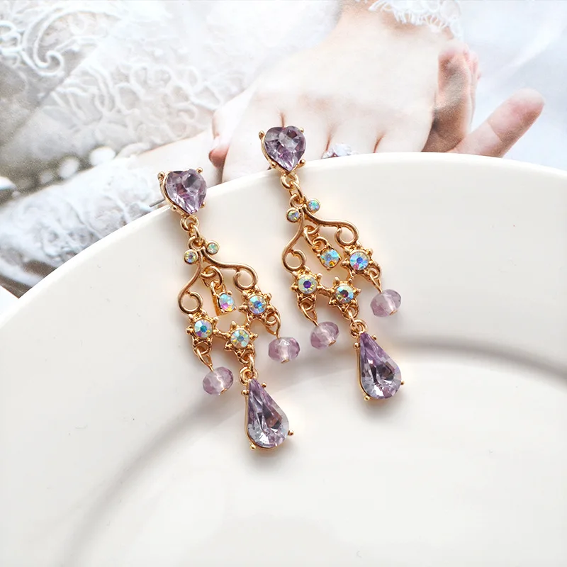 JUHU New style purple crystal retro pattern earrings fashion exaggerated long earrings S925 silver needle jewelry for women, Colorful
JUHU New style purple crystal retro pattern earrings fashion exaggerated long earrings S925 silver needle jewelry for women, Colorful
