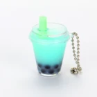 New Product PC Customize Liquid Boba Tea Bottle Key Chain Ring