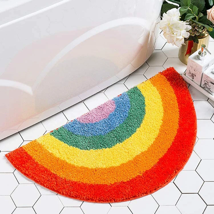 Fast shipping custom shape soft washable absorbent non slip tufted rainbow bathroom rug
Fast shipping custom shape soft washable absorbent non slip tufted rainbow bathroom rug