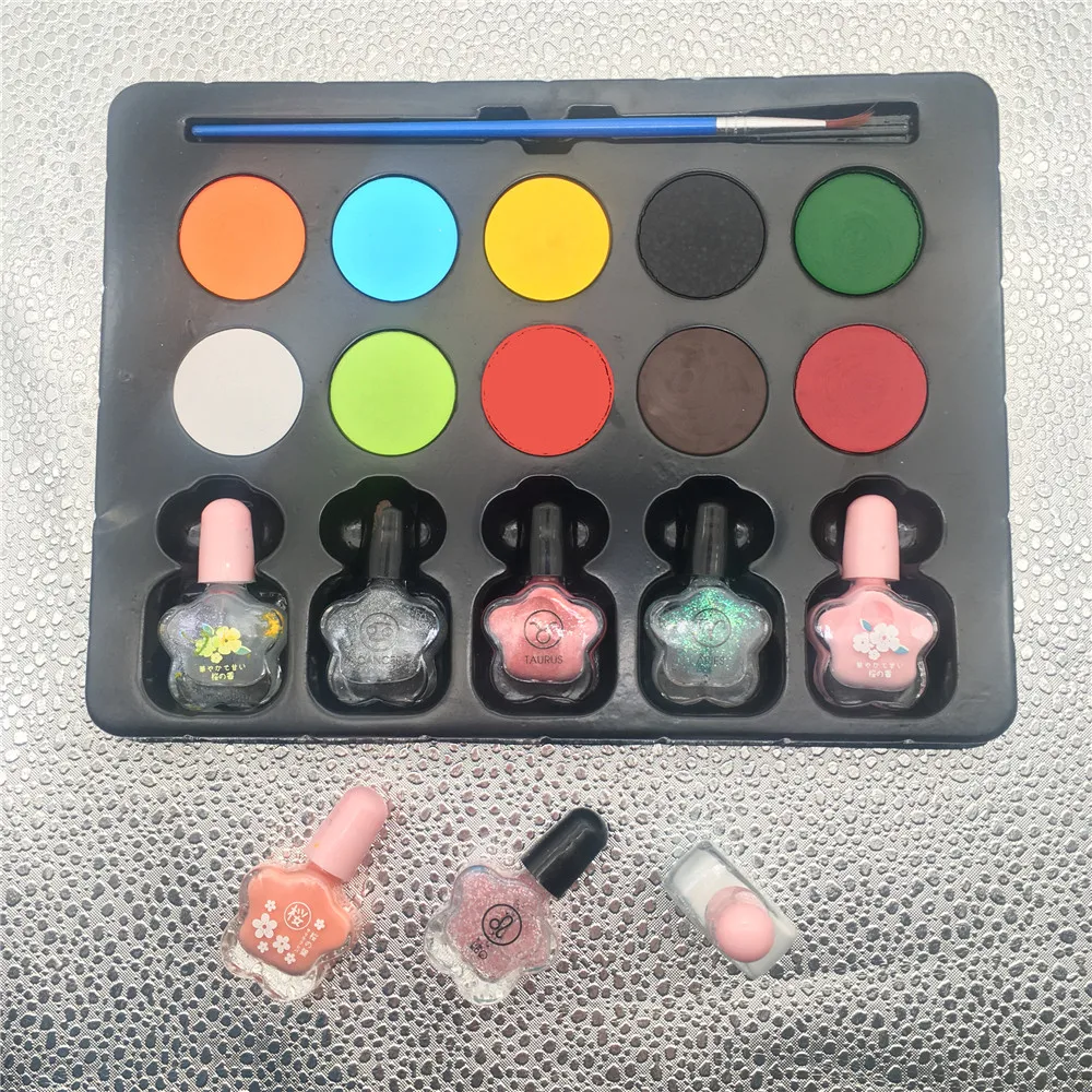 Customized non toxic waterproof nail polish body painting children kid makeup set/toy drawing kit for kids 
Customized non toxic waterproof nail polish body painting children kid makeup set/toy drawing kit for kids