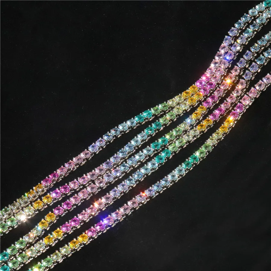 Rainbow bling fashion multi color cubic zirconia silver plated tennis chain necklace
Rainbow bling fashion multi color cubic zirconia silver plated tennis chain necklace