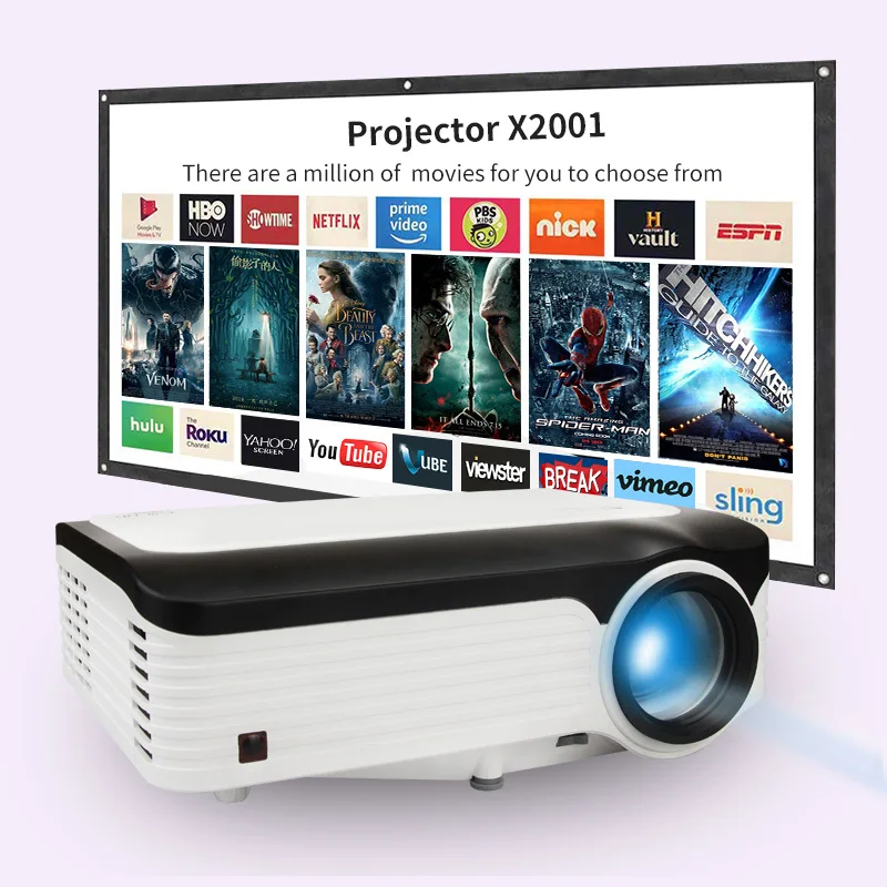 Native 1920X1080 1080P Led Home Projector Full Hd Android Wifi Supported