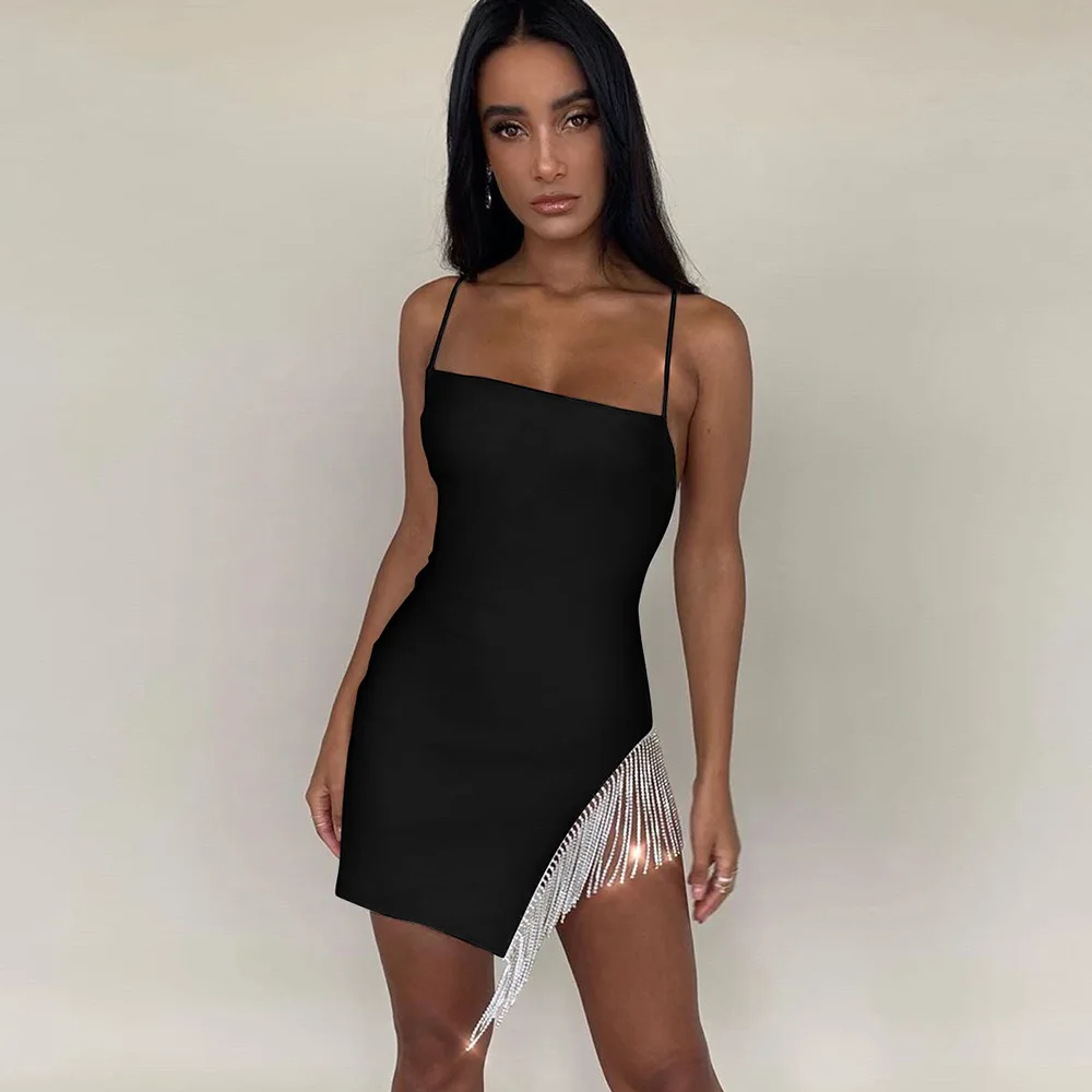 New Fashion Tassel Pendant Hem Sexy Solid Suspenders Sleeveless Patchwork Bodycon Dress Elegant Senior Club Party Mini Dress, Customized color
New Fashion Tassel Pendant Hem Sexy Solid Suspenders Sleeveless Patchwork Bodycon Dress Elegant Senior Club Party Mini Dress, Customized color
