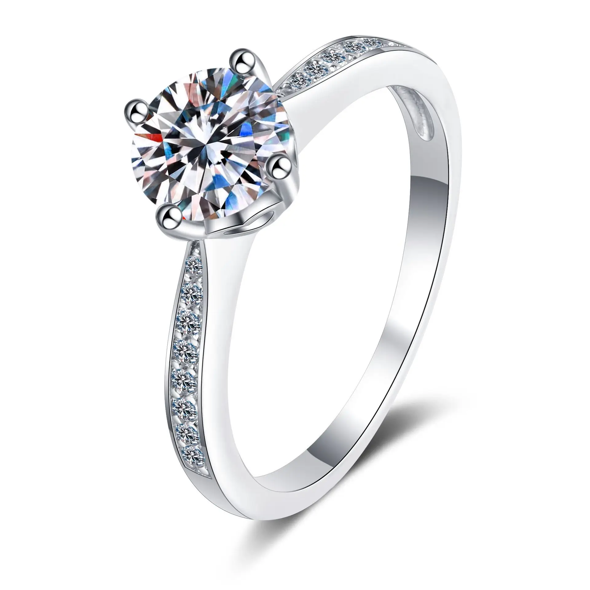 Hot Sale S925 Sterling Silver Moissanite Ring Women's Four-Claw Ring Wedding Party Jewelry Factory Direct Supply Wholesale
Hot Sale S925 Sterling Silver Moissanite Ring Women's Four-Claw Ring Wedding Party Jewelry Factory Direct Supply Wholesale
