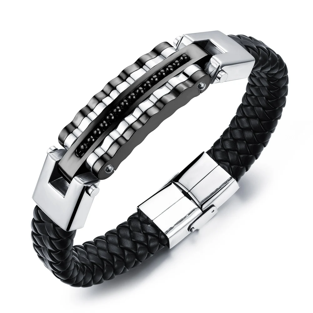 Cool Delicate Stainless Steel Synthesis Leather Men Bracelet Bangle, Stripe black, stripe gold, customized color
Cool Delicate Stainless Steel Synthesis Leather Men Bracelet Bangle, Stripe black, stripe gold, customized color