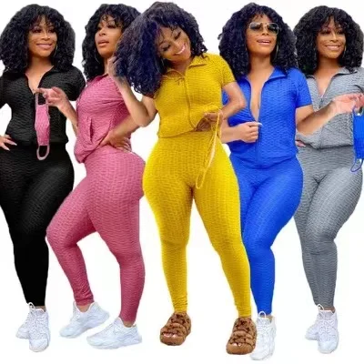 Casual jacquard seamless yoga set women gym clothes short sleeve zip top high waist pants tracksuit workout sets with pockets
Casual jacquard seamless yoga set women gym clothes short sleeve zip top high waist pants tracksuit workout sets with pockets