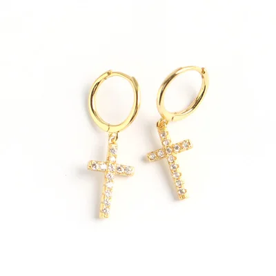 Gold plated delicate bling cz 925 sterling silver long cross earrings jewelry for men
Gold plated delicate bling cz 925 sterling silver long cross earrings jewelry for men