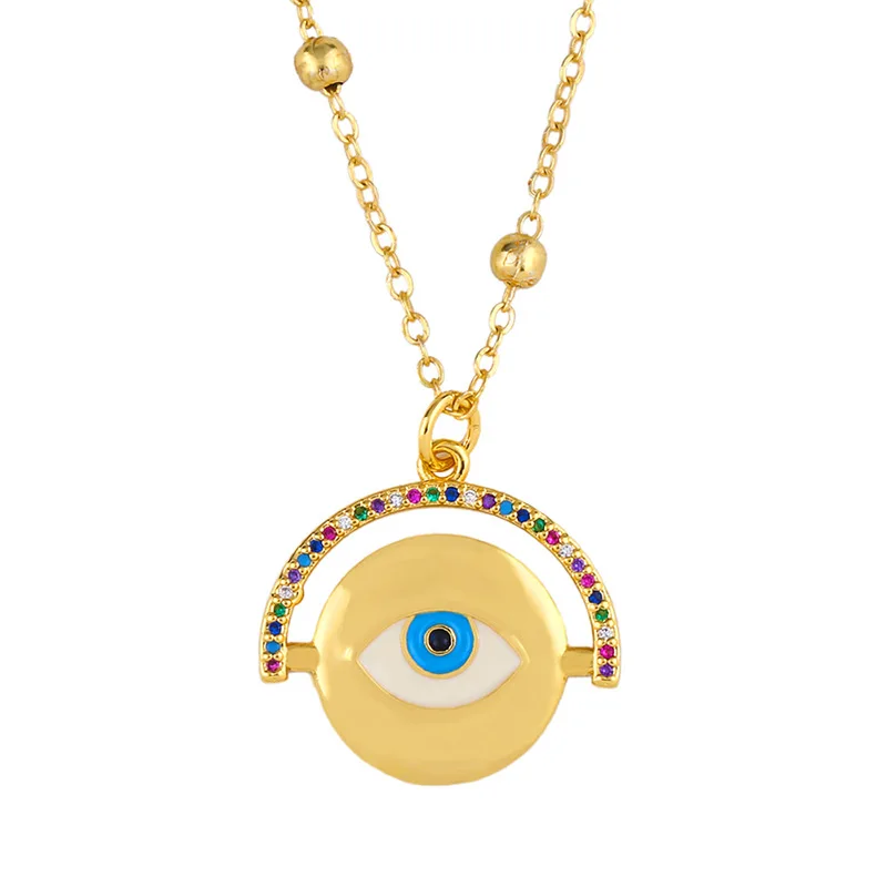 European Gold Chain Cute Turkish Eyes Coin Necklace Long Chain Round Angle Zirconia Evil Eyes Pendant Necklace For Girls 
European Gold Chain Cute Turkish Eyes Coin Necklace Long Chain Round Angle Zirconia Evil Eyes Pendant Necklace For Girls